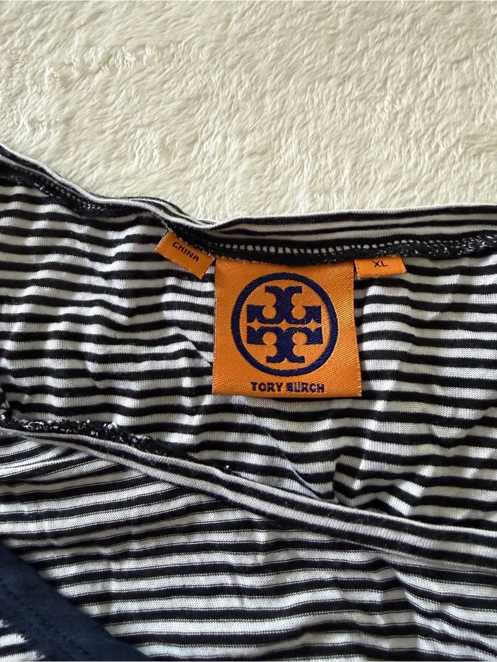 Striped Navy and White Tank Top tory burch xl